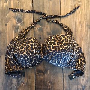 Leopard underwire bikini top UK 34E